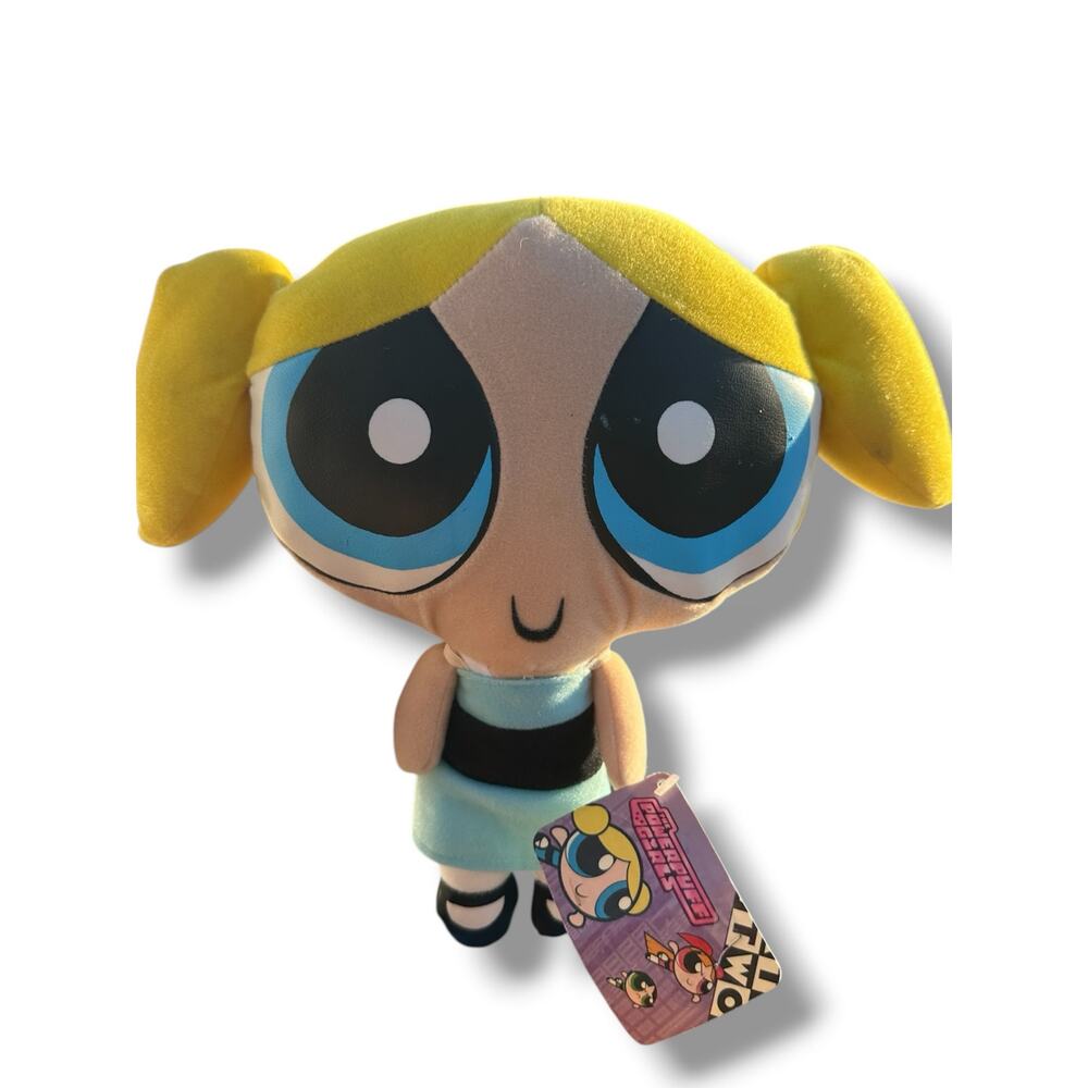 Cartoon Network Powerpuff Girls Bubbles Plush Doll Blue Dress Tagged 8”